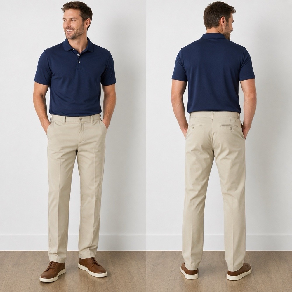 NWT Lee Custom Fit Straight Khaki Pants Men's 34x32 - Comfort Stretch Alabaster